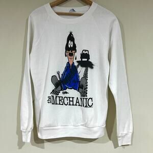 Vintage Mechanic Cartoon Graphic Crewneck Sweatshirt